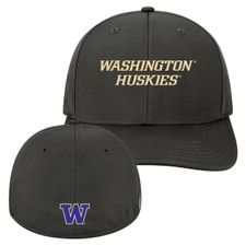 Legacy Black Washington Huskies Wordmark Back 9 Stretch Fit Hat