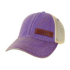 Legacy Lavender Huskies W Leather Patch Old Favorite Trucker Hat