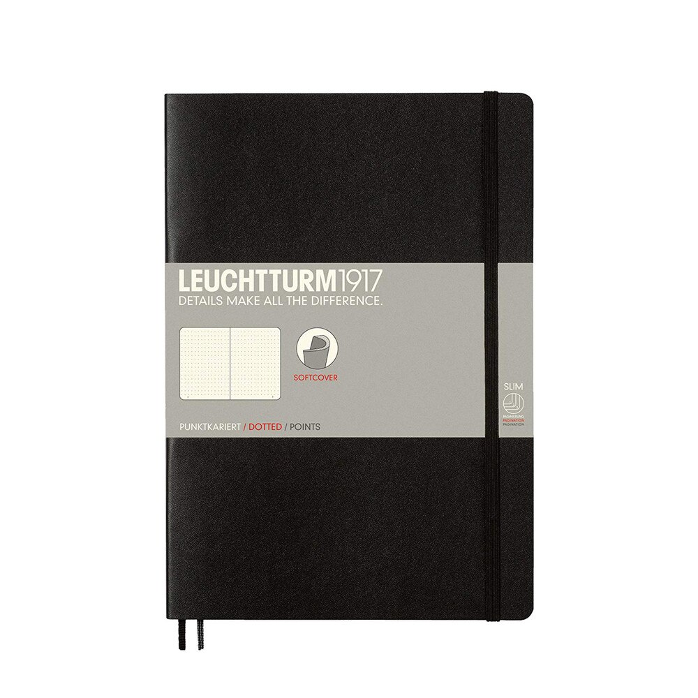 Leuchtturm 1917 B5 Softcover Composition Notebook Black Dotted