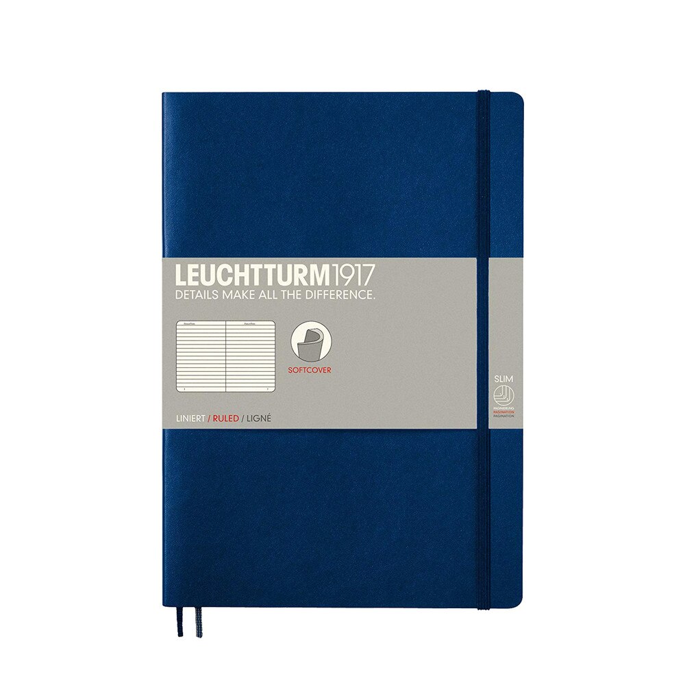 Leuchtturm 1917 B5 Softcover Composition Notebook Navy Ruled