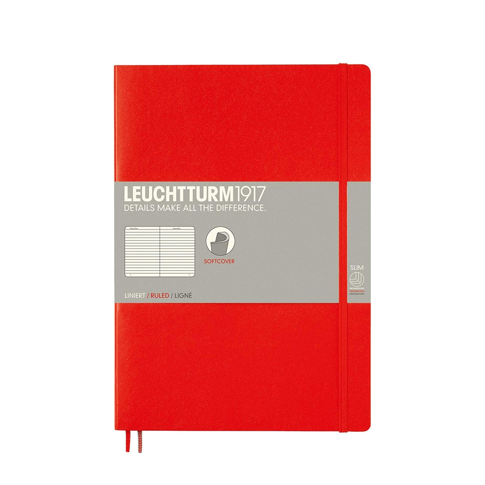 Leuchtturm 1917 B5 Softcover Composition Notebook Red Ruled