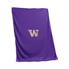 Logo Purple W Washington Huskies Distressed Screened Sweatshirt Blanket 54" x 84"