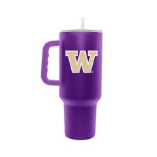Logo Purple W Washington Huskies Insulated Travel Tumbler w/ Purple Handle 40oz