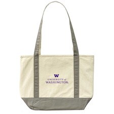 MCM Gray Trim Stacked W University of Washington Signature Canvas Boat Tote