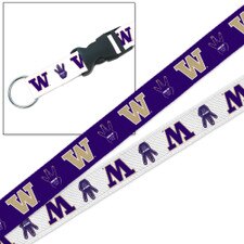 MCM Purple White W Washington Huskies Dubs Up Lanyard
