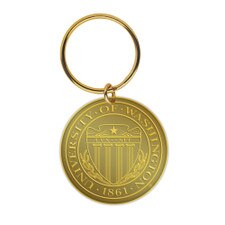 MCM UW W University of Washington Seal Antique Brass Keychain