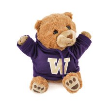 Mascot Factory UW Washington Huskies Brown W Jubilee Bear with Purple Hoodie Plush 9"