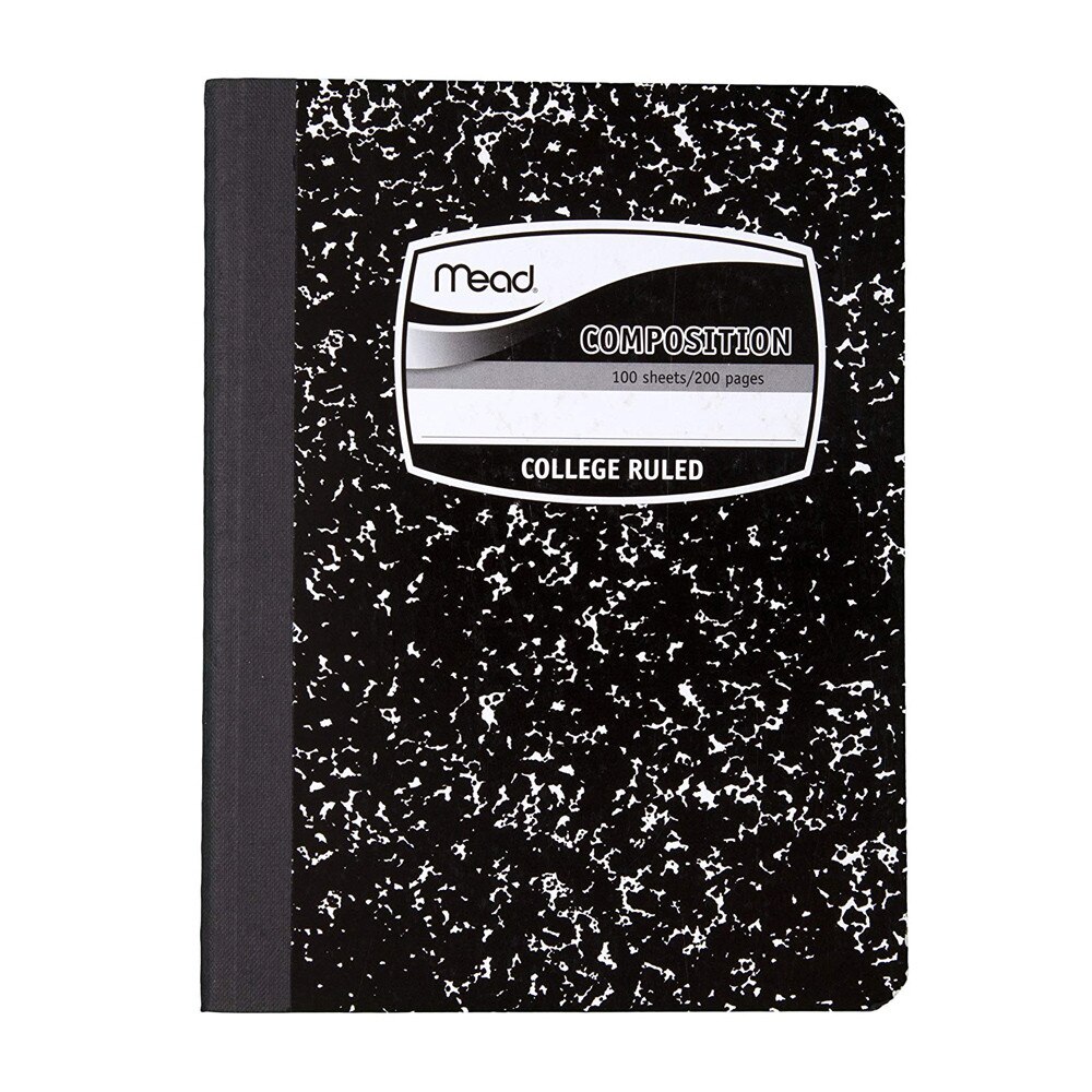 Mead Black Marble College Ruled Composition Notebook Front Cover