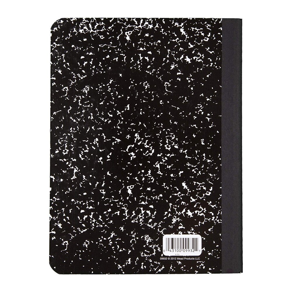 Mead Black Marble College Ruled Composition Notebook Back Cover
