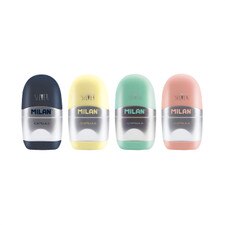 Milan Capsule Silver Pencil Sharpener and Eraser