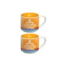 Native Northwest Chilkat Sun Ceramic Espresso Mugs Set of 2