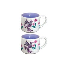 Native Northwest Hummingbird Ceramic Espresso Mugs Set of 2