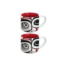 Native Northwest Matriarch Bear Ceramic Espresso Mugs Set of 2