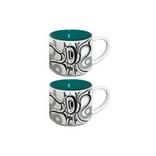 Native Northwest Octopus Ceramic Espresso Mugs Set of 2