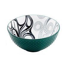 Native Northwest Octopus Porcelain Art Bowl 6"