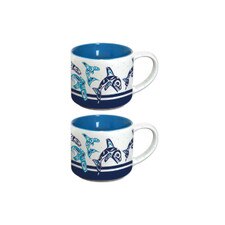 Native Northwest Orca Family Ceramic Espresso Mugs Set of 2