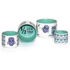 Native Northwest Owls Ceramic Measuring Cups Set of 4