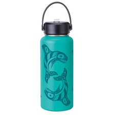 Native Northwest Raven Fin Killer Whale Wide Mouth Insulated Bottle 32oz