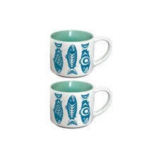 Native Northwest Salmon In The Wild Ceramic Espresso Mugs Set of 2