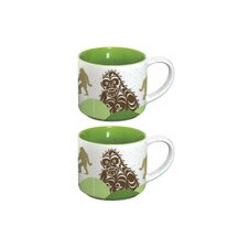 Native Northwest Sasquatch Ceramic Espresso Mugs Set of 2