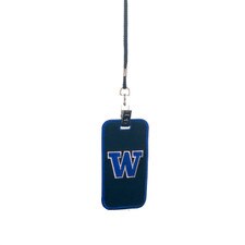 Black W Embroidered ID Case With Lanyard
