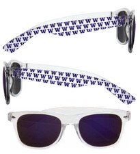 Neil Clear Purple W All Over Washington Huskies Mirror Lens Sunglasses