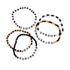 Neil Purple Gold Beaded Washington Huskies UW Friendship Bracelets 5pk