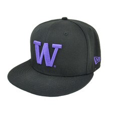 New Era Black 59Fifty Purple W Fitted Hat