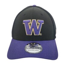 New Era Black Washington Huskies 39Thirty Neo Purple Bill Stretch Fit Hat