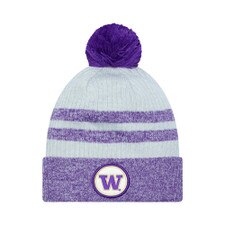 New Era Unisex Purple Gray W Patch KNITPATCH Pom Cuffed Beanie