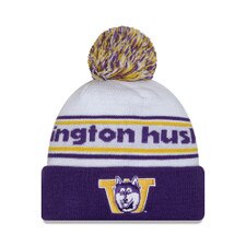 New Era Unisex White Purple Washington Huskies Vault Dog Knit BANDED Pom Beanie