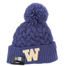 New Era Women's Purple Washington Huskies Solid Knit CABLED Pom Beanie