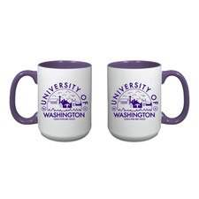 Nordic White Purple University of Washington Huskies Est. 1861 Voyager Mighty Two Tone Mug 15oz