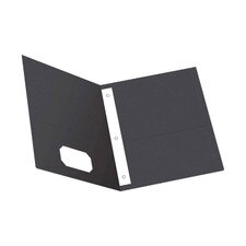 Oxford Black Leatherette Two Pocket Portfolio With Fasteners