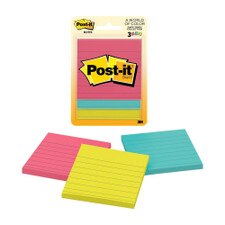 Post-it Cape Town Collection Lined 3"x3" Sticky Notes 3 Pack