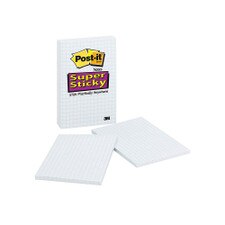 Post-it White With Blue Grid 4x6 Super Sticky Notes 2 Pack