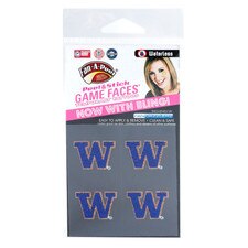 Fan a Peel W Washington Huskies Bling Game Face Tattoo Decal