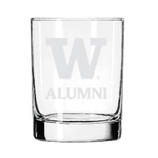 RFSJ Etched W Alumni Washington Huskies Rocks Glass 14oz