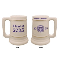RFSJ White Class of 2025 Seal University of Washington Ceramic Stein 28oz