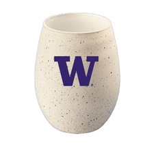 RFSJ White W Washington Huskies Purple Speckled Stemless Wine Glass 15oz