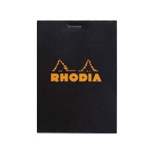 Rhodia Black 3-3/8"x4-3/4" 5x5 Quad Graph Top Stapled 80ct