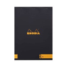 Rhodia Black 8.25"x11.75" Lined Side Stapled Notepad 70ct