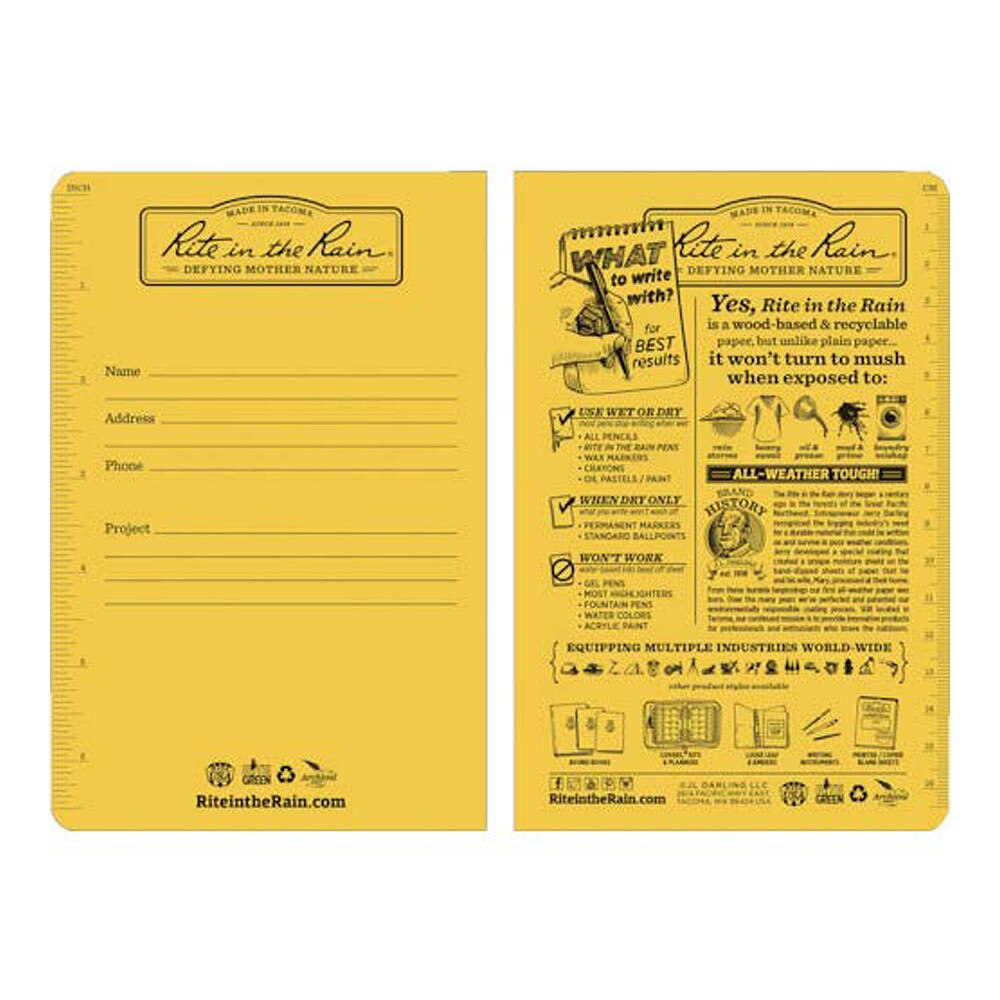 Rite in the Rain Journal Notebook Stapled Yellow 45/8"x7"