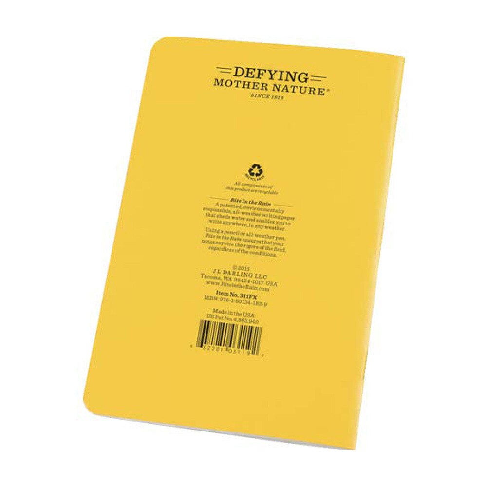 Rite in the Rain Level Notebook 45/8"x7" Back Cover