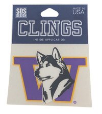 SDS Retro Dog W Washington Huskies Cling Inside Decal 3"