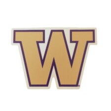 SDS W Gold Fill Purple Outline Washington Huskies Rugged Sticker 3.5"