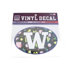SDS W Washington Huskies Euro Memphis 90s Oval Vinyl Decal 6"