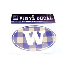 SDS W Oval Plaid Washington Huskies Vinyl Decal 6"