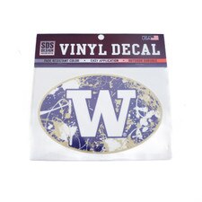 SDS W Washington Huskies Euro Paint Splatter Oval Vinyl Decal 6"
