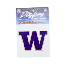 SDS W Purple Fill Gold Outline Washington Huskies Dizzler Sticker 3"